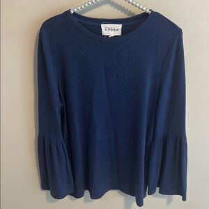 Olive & Oak Thin Blue Sweater with Flared Sleeves. Size Small